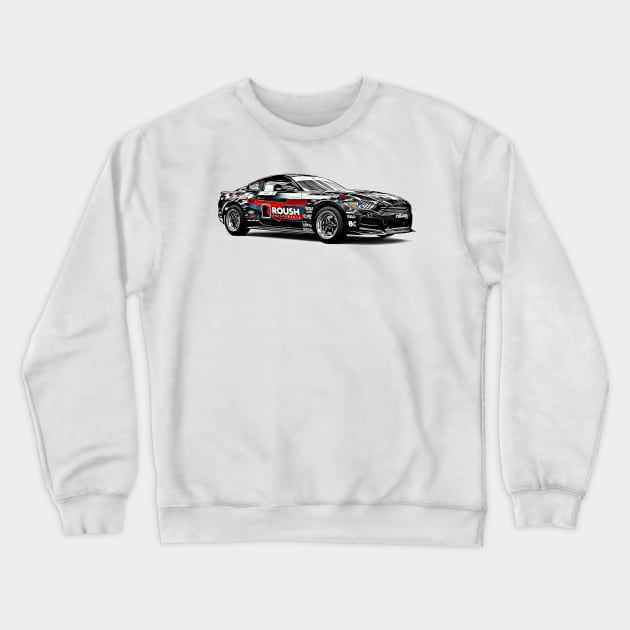 Mustang Drift Cartoon Crewneck Sweatshirt by Auto-Prints